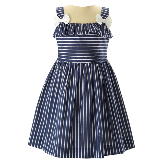 Rachel Riley London Girls Navy Blue Striped Sundress