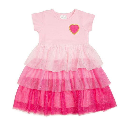 Sweet Wink Girls Valentine's Day Tutu Dress - Pink Petal Tiers of Tulle