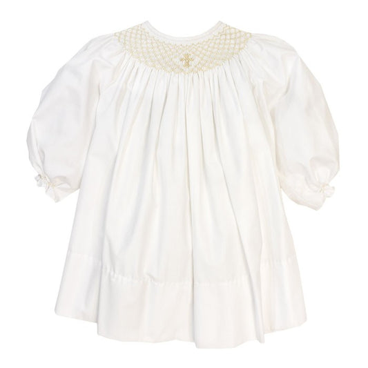 Bailey Boys Baby Girls Smocked Cross Christening Dress - Long Sleeves
