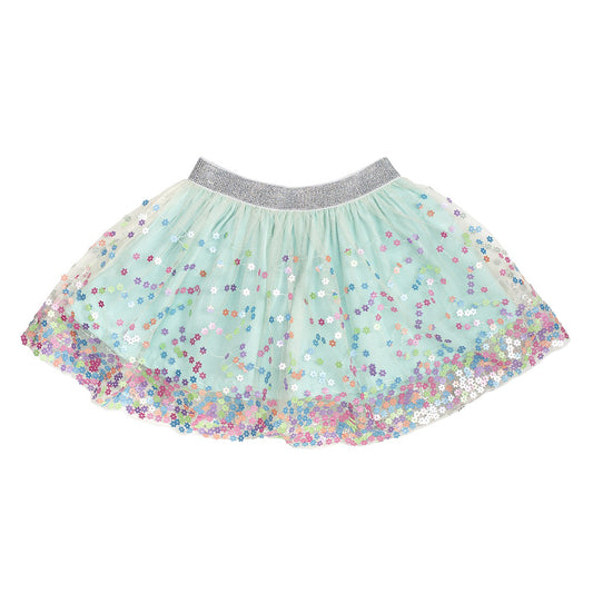 Sweet Wink Girls Tutu Skirt - Aqua Confetti Flowers