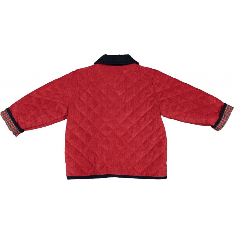 Sal & Pimenta Boys / Girls Quilted Jacket Coat - Red with Holiday Plaid Lining