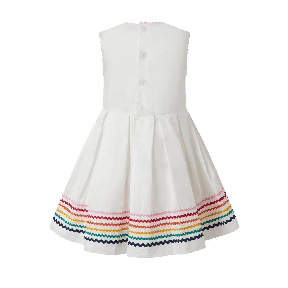 Rachel Riley Girls Sleeveless White Rainbow Ric Rac Applique Dress – Best Dressed Child