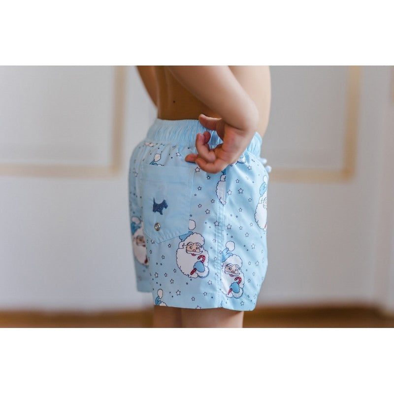 Sal & Pimenta Boys Swim Trunks - Santa Glows - Blue