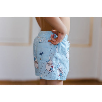 Sal & Pimenta Boys Swim Trunks - Santa Glows - Blue