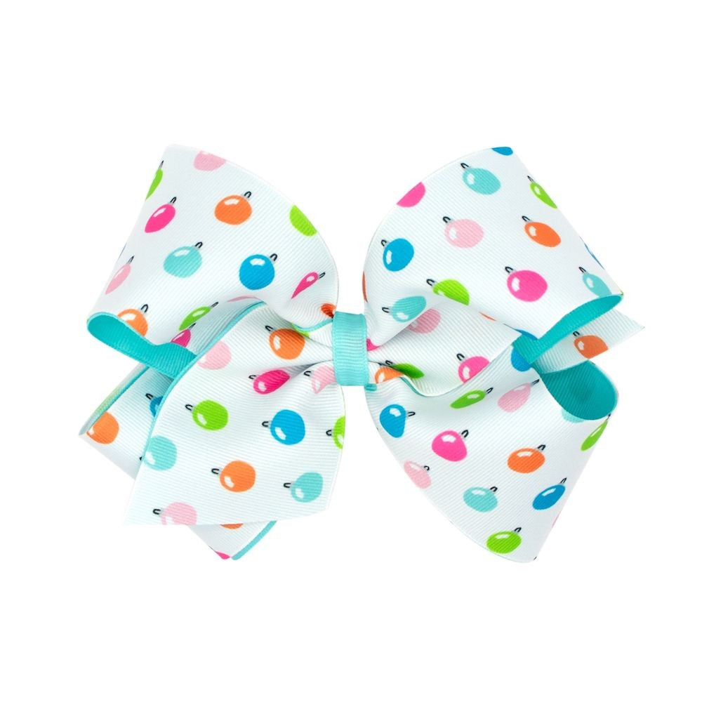 Wee Ones Girls Christmas Hair Bow - Aqua Ornaments
