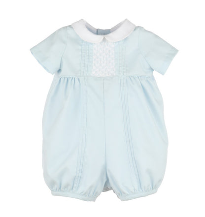 Luli & Me Baby Boys Smocked Bib Bubble - Light Blue