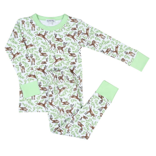 Magnolia Baby Boys Into the Woods Green Bucks Long Pajamas