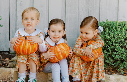 Proper Peony Pima Girls Orange Pumpkin Autumn Vine Twirl Dress