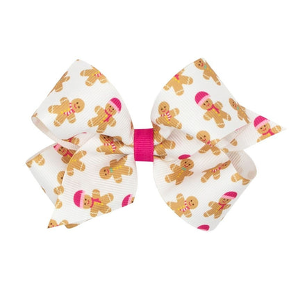 Wee Ones Girls Hair Bow on Clip - Christmas Gingerbread Men