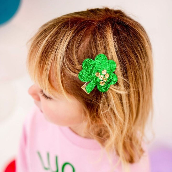 Sweet Wink Girls Hair Clip - Green Shamrock Clover