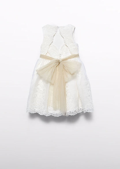 Abel & Lula Girls Organdy Embroidered Special Occasion Dress - Flower at Waist