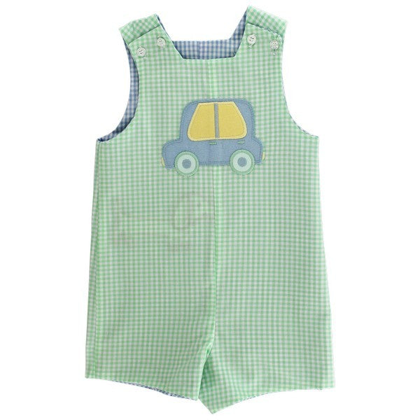 Bailey Boys Reversible Jon Jon - Blue with Doxie Dog - Green with Car
