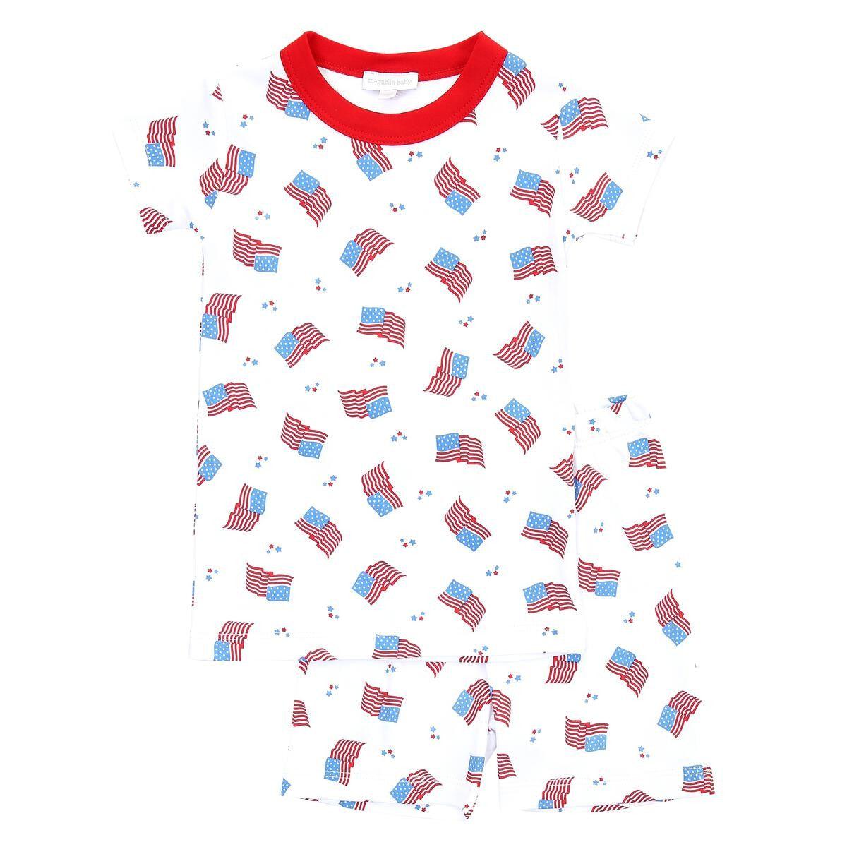 Magnolia Baby Vintage Red, White and Blue USA Flags Short Pajama