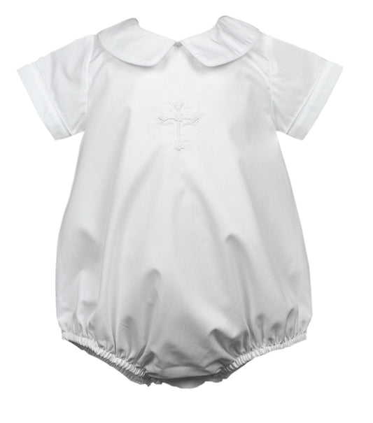 Proper Peony Baby Boys Bubble - White Cross by Proper Peony
