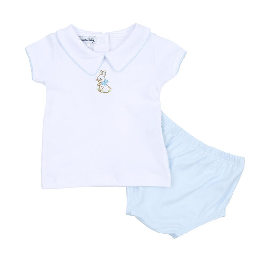Magnolia Baby Boys Light Blue Vintage Easter Bunny Embroidered Diaper Set