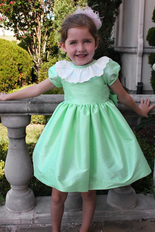 Susanne Lively Baby / Toddler Girls Spring Green Dress - White Collar