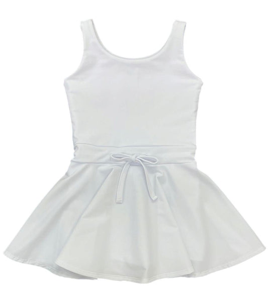 Be Elizabeth by James & Lottie Girls Athleisure Tennis Dress with Tie - White by James & Lottie