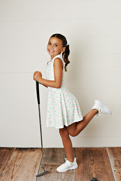 Swoon Baby Active Girls Pink Golf Cart Par-Tee Trellis Tennis Dress