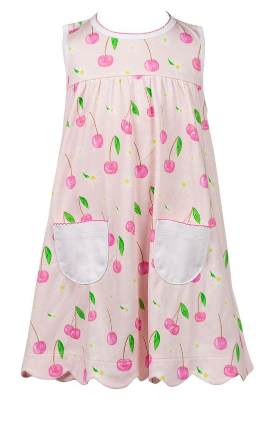 Proper Peony Pima Girls Pink Cherry Blooms Dress