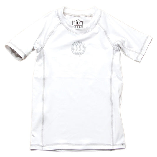 Wes & Willy Boys Sun Safe Rash Guard Shirt - White - Short Sleeves