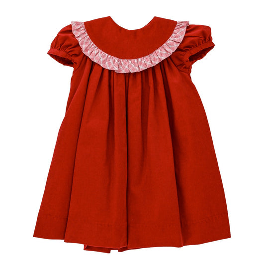Bailey Boys Girls Christmas Float Dress - Red Corduroy with Wembley Plaid Trim