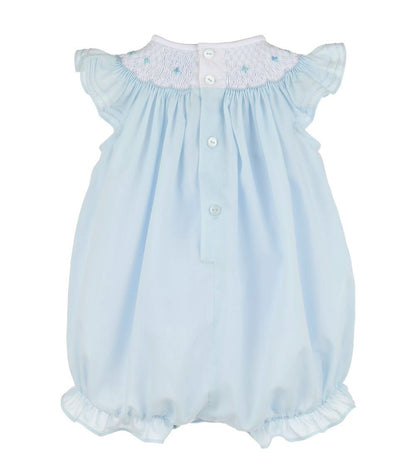 Luli & Me Baby Girls Classic Smocked Bubble - Blue