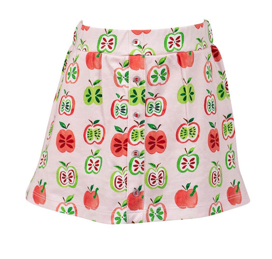 Proper Peony Pima Girls Pink Gala Apples Button Skort