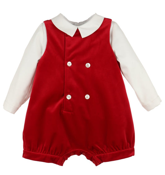 Luli & Me Baby / Toddler Boys Dressy Jon Jon with Shirt - Red Velvet
