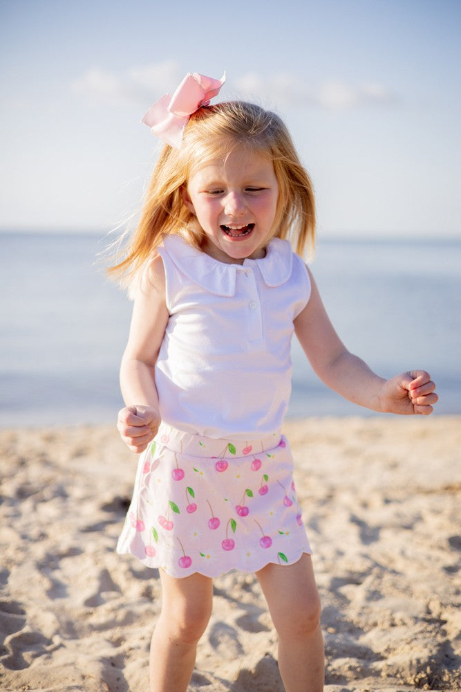 Proper Peony Pima Girls Pink Cherry Blooms Scallop Skort by Proper Peony