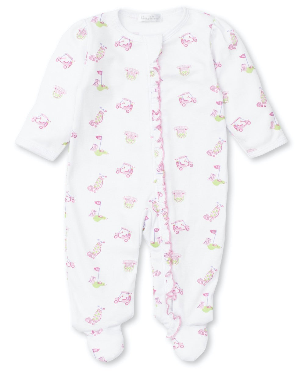 Kissy Kissy Baby Girls 18 Holes Golf Print Footie with Zipper - Pink