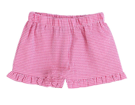 Color Works by Funtasia Girls Ruffle Shorts - Seersucker - Hot Pink by Funtasia