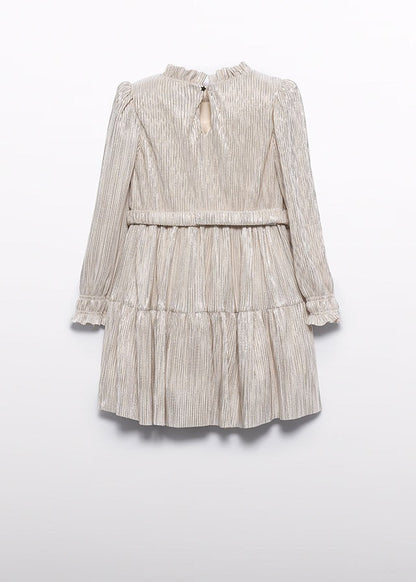 Abel & Lula Girls Gold Pleated Knit Holiday Dress with Belt