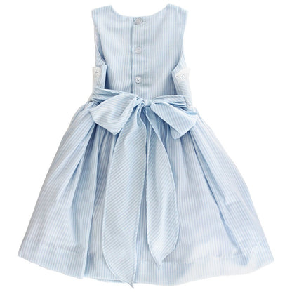 Bailey Boys Girls Sleeveless Dress with Sash - Dressy Blue Skylight Stripe
