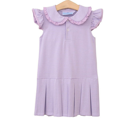 Trotter Street Kids Girls Camilla Knit Dress - Lavender Stripe