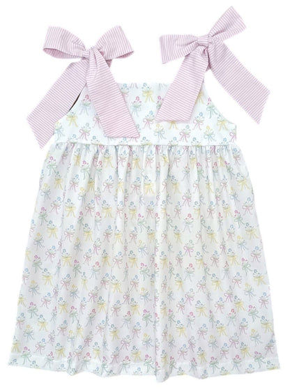 James & Lottie Girls Pastel Thea Dress with Pink Ties - Bouquets & Bows