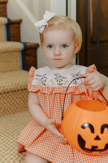 Proper Peony Baby Girls Orange Halloween Jack O'Lantern Bubble