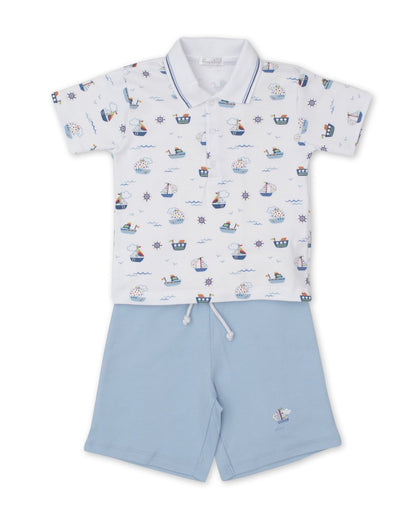 Kissy Kissy Baby / Toddler Boys Blue Boats at Sea Shorts Set
