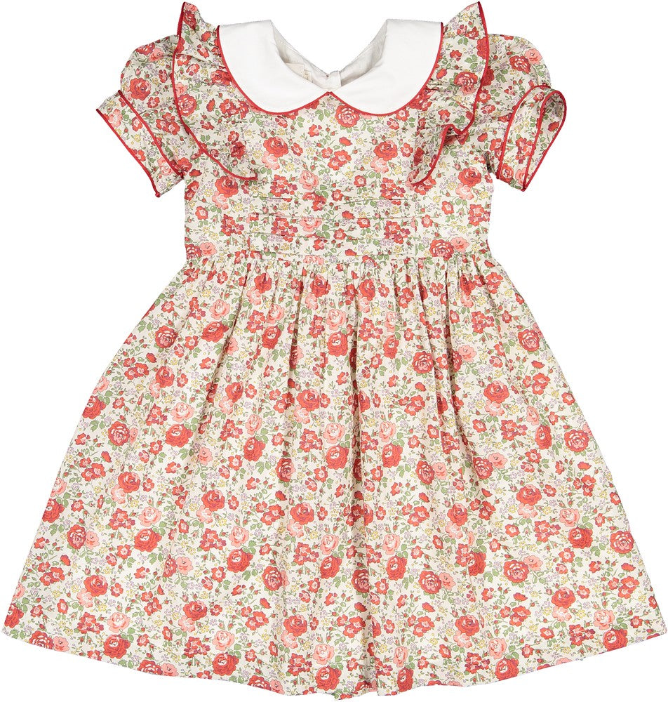 Sal & Pimenta Girls Christmas Dress - Red Jolly Liberty Flowers