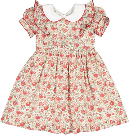 Sal & Pimenta Girls Christmas Dress - Red Jolly Liberty Flowers