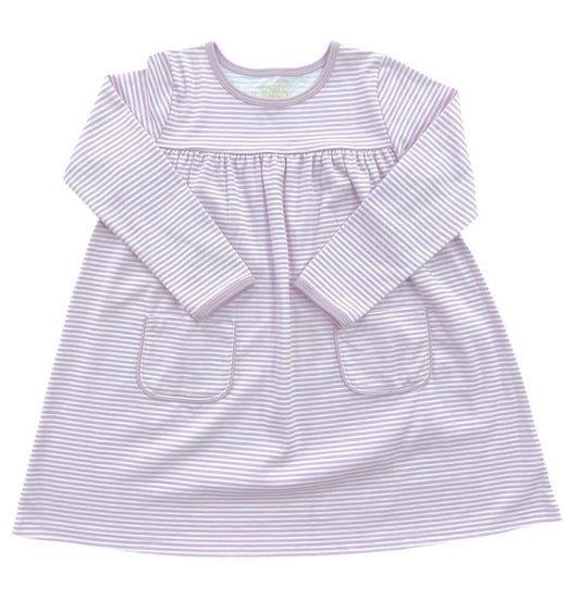James & Lottie Girls Lennon Knit Pocket Dress - Lavender Stripes by James & Lottie