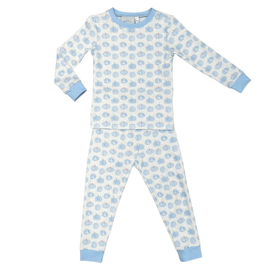 James & Lottie Two Piece Pajamas Jammies - Pumpkins - Blue