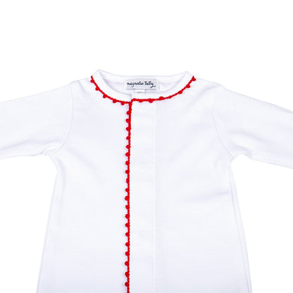 Magnolia Baby Holiday Baby Joy White Christmas Footie - Red Trim
