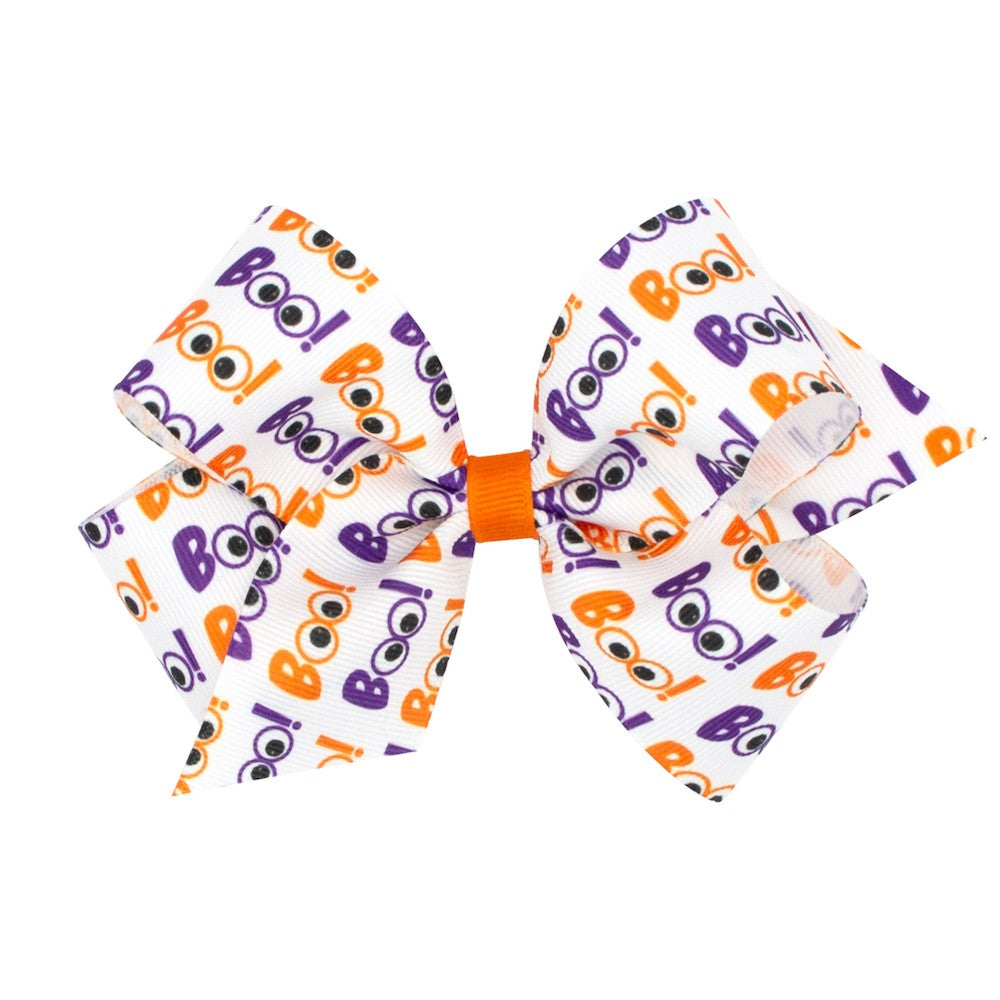 Wee Ones Girls Halloween Hair Bow - Purple & Orange BOO by Wee Ones