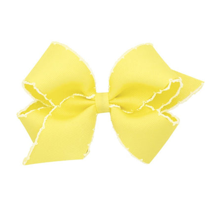 Wee Ones Girls Classic Moonstitch Bow on Clip - Yellow with White by Wee Ones
