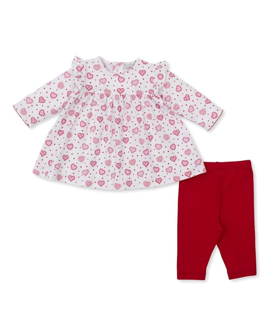 Kissy Kissy Baby Girls Red Heartfelt Hearts Valentine Leggings Set