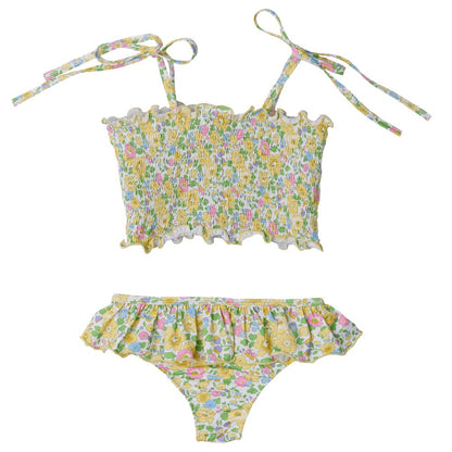 Sal & Pimenta Girls Bikini Bathing Suit - Yellow Betsy Liberty Floral