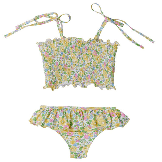 Sal & Pimenta Girls Bikini Bathing Suit - Yellow Betsy Liberty Floral