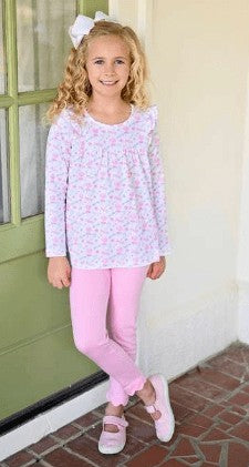 James & Lottie Girls Pink Christmas Sweets Harper Knit Leggings Set
