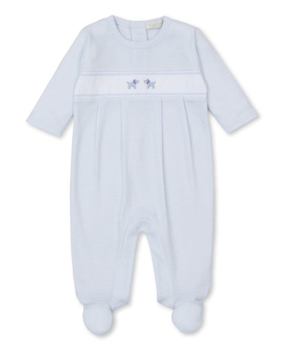 Kissy Kissy Baby Boys Light Blue Stripe Footie - Embroidered Puppy Dogs