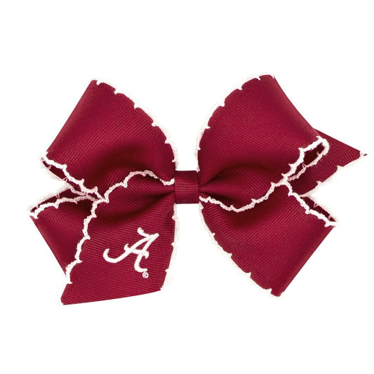 Wee Ones Girls Hair Bow on Clip - Crimson Moonstitch - Embroidery Alabama